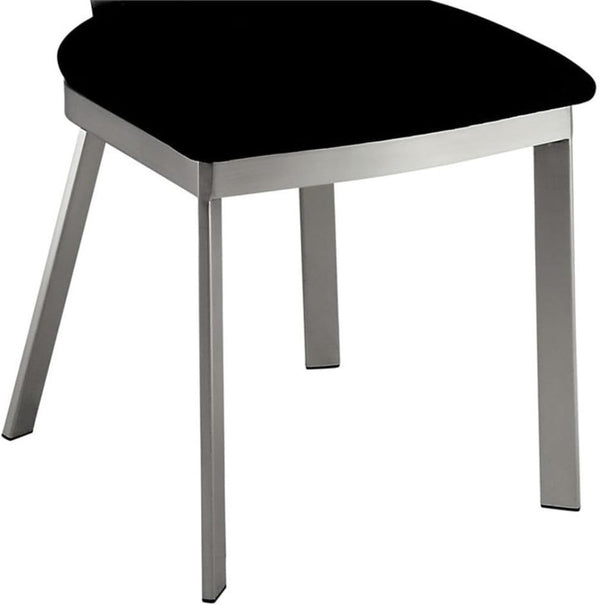 English Elm Contemporary Oval Back Dining Chairs Set of 2 with Padded Microfiber Seats, Powder-Coated Metal Frame, Sleek Design Black,Silver 42 L x 19 W x 15 H B011P232975