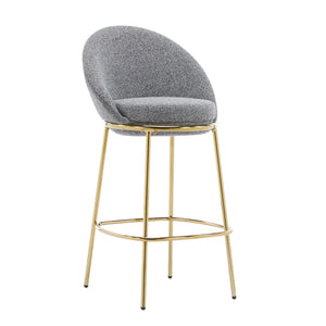 English Elm Christopher Knight Home® - Celano Upholstered Metal Barstool Set of 2 with Plush Rounded Seat, Semi‑Enclosed Backrest, Durable Frame Gold,Gray N775P268055G