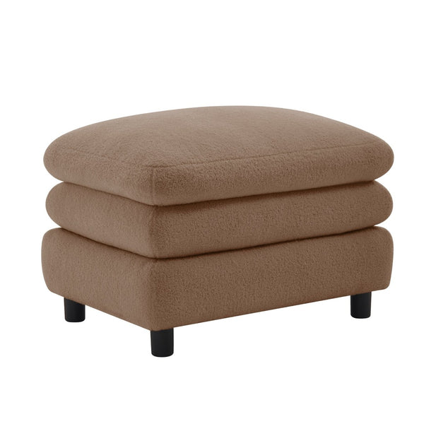 English Elm Vitoria Curved Modular Ottoman in Plush Teddy Fleece for Contemporary Living Rooms Camel W5656P454363