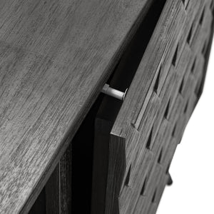 English Elm Makena Solid Acacia Buffet with Carved Honeycomb Doors and Gray Weathered Finish B2736P464857