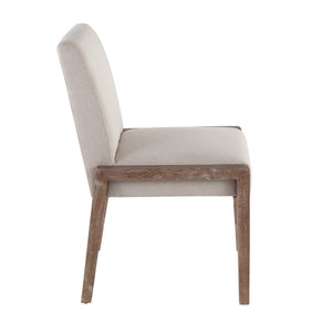 English Elm Carmen Contemporary Chair Set Of 2: Elegant Beige Upholstery & White-Washed Wood For Modern Spaces B202S01318