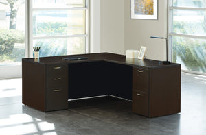 OSP Home Furnishings Napa Executive L Shaped Workstation with Locking Drawers and Integrated Wire Management Espresso NAPESP-TYP9