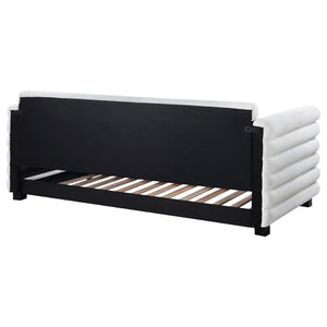 English Elm Fandango Boucle Upholstered Twin Daybed with Trundle Pull Out for Modern Bedrooms B062S01631