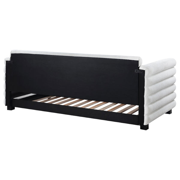English Elm Fandango Boucle Upholstered Twin Daybed with Trundle Pull Out for Modern Bedrooms B062S01631