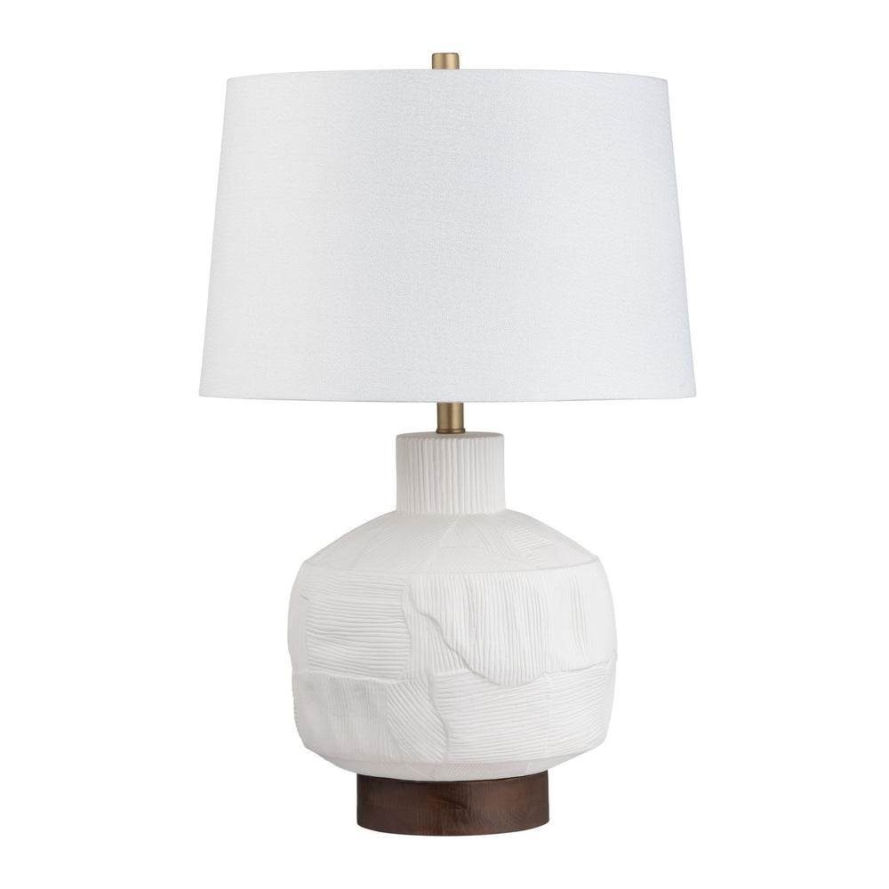 Crestview Collection 27"H Elegant Ceramic & Wood Table Lamp - Sculptural Design With Tapered Shade For Versatile Lighting   Cvazp124