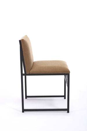 English Elm Modern Upholstered Dining Chairs Set of 2 with Linen-Like Fabric, High-Resilience Foam and Metal Frame Elegant Comfort Coffee W1249P257009