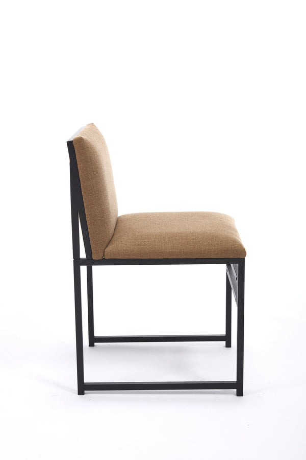 English Elm Modern Upholstered Dining Chairs Set of 2 with Linen-Like Fabric, High-Resilience Foam and Metal Frame Elegant Comfort Coffee W1249P257009