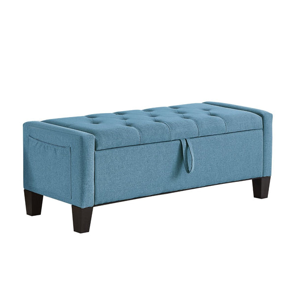 English Elm Ottoman Tufted Linen Storage Bench with Safety Hinge Solid Wood Frame Entryway Seat W2186P470000