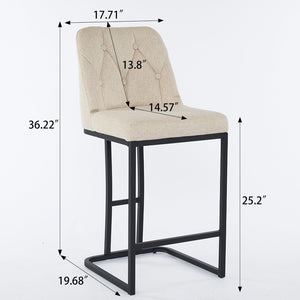 English Elm Set Of 2 Modern Upholstered Counter-Height Bar Stools With Button-Tufted Backrest - Beige Elegance W1901P225271-GIGA