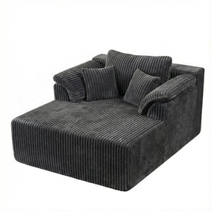 English Elm 60 Inch Oversized Corduroy Cloud Chaise Frameless Deep Seat Lounge for Living Room Antique Dark Grey W1919P499884