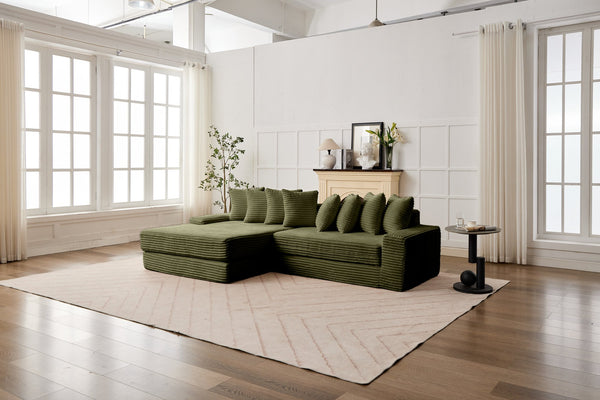 English Elm Convertible Floor Sofa Bed – Ultra-Soft Corduroy, Space-Saving Design For Small Apartments & Lounges W2915S00074