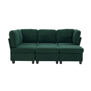 English Elm UNITED Modular 6-Seat Sectional Sofa with Removable Ottoman, Storage Compartments, Convertible Comfort Emerald W1568S00244