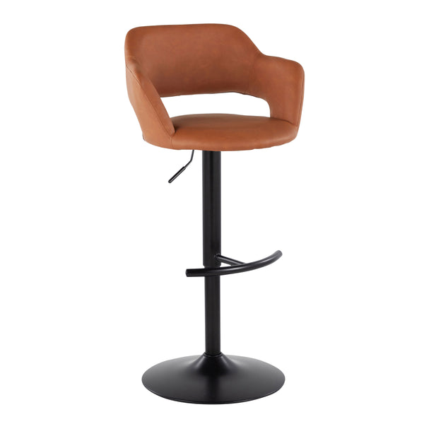 English Elm Margarite Adjustable Barstool Set Of 2 In Black Metal & Brown Faux Leather - Modern Comfort & Style B202S00964