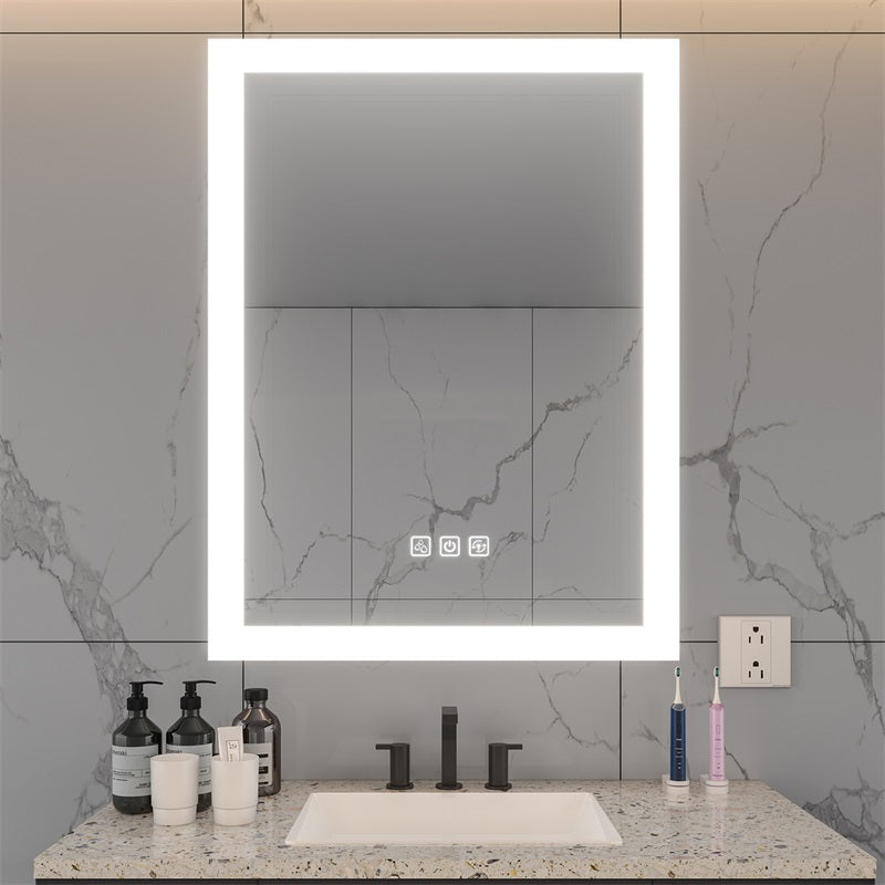 English Elm Bright Led Bathroom Mirror 32" X 24" - Full Hd Reflection, 3 Color Dimmable, Anti-Fog, Wall-Mounted T3177P296169