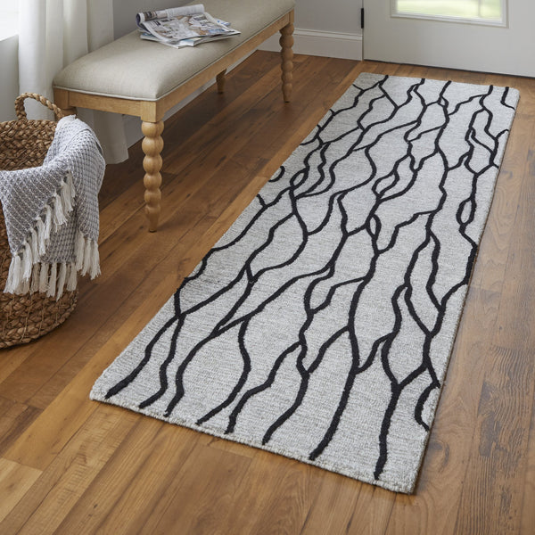 Feizy Rugs Enzo Hand-tufted Wool Rug - Chic Abstract Design, Stain-resistant, Durable For High Traffic Areas Ivory,Black,Taupe Wool 7428734fblktpei6a