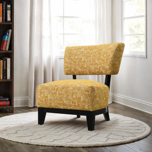 English Elm Contemporary Sculpted Barrel-Back Arm Chair with Smooth Casters, Neutral Textured Upholstery, Stylish Accent Seating Yellow 38 L x 29 W x 35 H B2741P401424