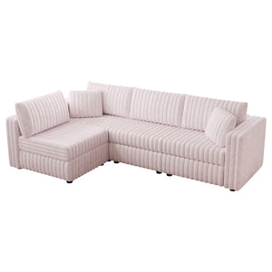 English Elm 106.3" Plush L-Shaped Sofa For 4 | Stylish Light Pink Couch With Modular Design & Easy Maintenance W1767S00020