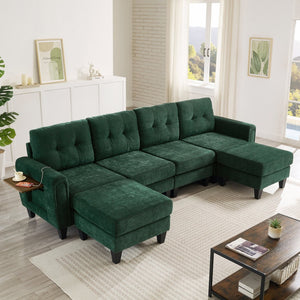 English Elm Swivel Barrel Accent Chair Chenille Tufted Round Club Seat for Living Room Lounge Green N719S002250F