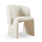 English Elm Modern Dining Chair Accent Chair White Single Sofa Chair,Upholstered Side Chair Teddy Comfy Chair For Dining Room/Bedroom/Living Room/Reception-Off White-1 Piece