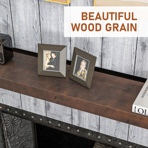 English Elm HOMCOM Rustic 48" Floating Fireplace Mantel Shelf — Handmade Solid Fir Wood, Walnut Brown Finish, 33lb Capacity W2225P229458