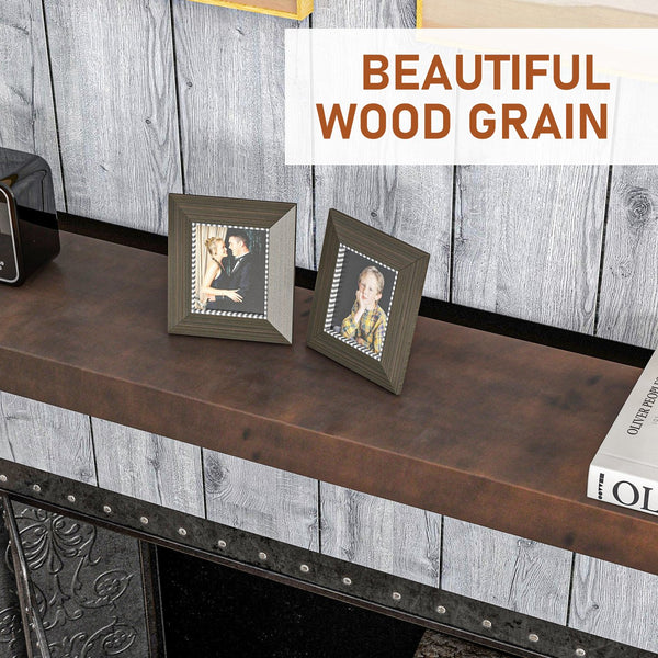 English Elm HOMCOM Rustic 48" Floating Fireplace Mantel Shelf — Handmade Solid Fir Wood, Walnut Brown Finish, 33lb Capacity W2225P229458