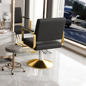 English Elm Hydraulic Salon Chair 360° Swivel Professional Barber Stylist Seat with Pump, PU Leather Comfort W2700P318173