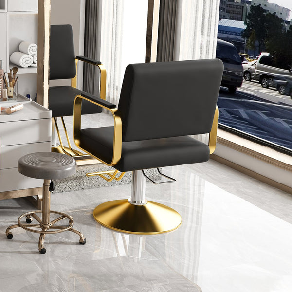 English Elm Hydraulic Salon Chair 360° Swivel Professional Barber Stylist Seat with Pump, PU Leather Comfort W2700P318173