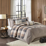 Madison Park Ridge Lodge/Cabin 7 Piece Herringbone Comforter Set MP10-7214 Neutral