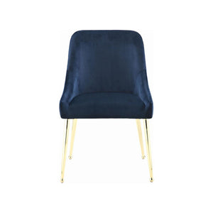 English Elm Set Of 2 Luxurious Velvet Upholstered Side Chairs In Blue With Brass Legs For Modern Living Spaces B016P369790-GIGA
