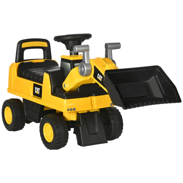 English Elm Aosom Cat Licensed Toddler Ride on Excavator Foot to Floor Digger with Working Shovel W2225P229091