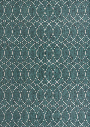 Unique Loom Outdoor Trellis Gitter Machine Made Trellis Rug Teal, Ivory/Gray 10' 0" x 14' 1"