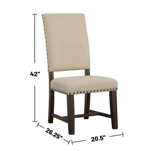 English Elm Set Of 2 Stylish Fabric Upholstered Dining Chairs In Beige & Smokey Black For Modern Spaces B016P369269-GIGA
