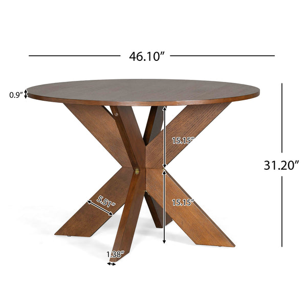English Elm Christopher Knight Home® - Round MDF Dining Table Cherry – Modern Farmhouse Round Kitchen Table Seats 5, Easy Assembly, 300lb Capacity, Space-Saving Elegance N779P266070C