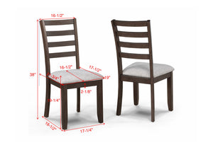 English Elm 2pc Ladder-Back Dining Chairs Rich Wood Finish with Padded Neutral Fabric Seats Comfortable Style B011P315733
