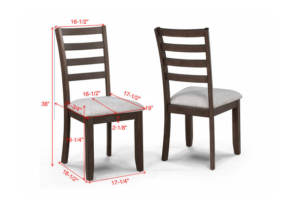 English Elm 2pc Ladder-Back Dining Chairs Rich Wood Finish with Padded Neutral Fabric Seats Comfortable Style B011P315733