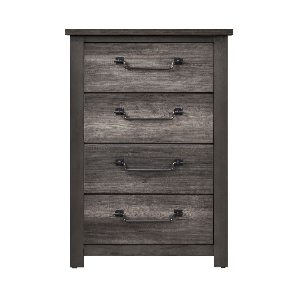 English Elm Gray 4-Drawer Storage Chest with Rustic Wood Finish, Compact 34"x17.5"x48" Organizer for Bedroom Gray 37.5 L x 21 W x 52.75 H B011P227526