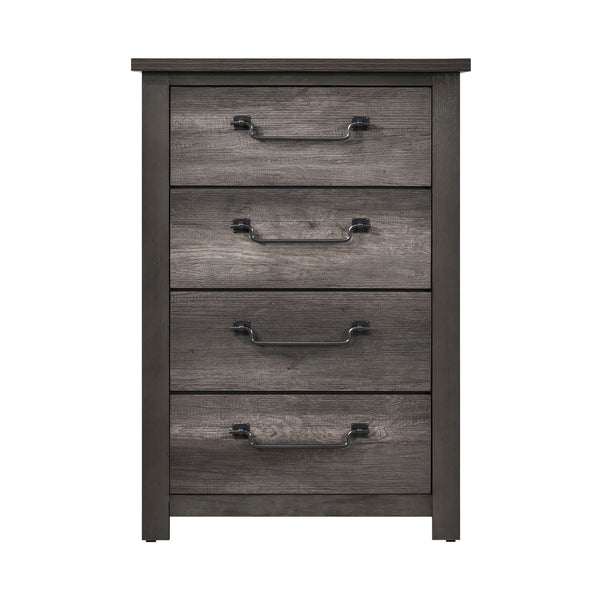 English Elm Gray 4-Drawer Storage Chest with Rustic Wood Finish, Compact 34"x17.5"x48" Organizer for Bedroom Gray 37.5 L x 21 W x 52.75 H B011P227526