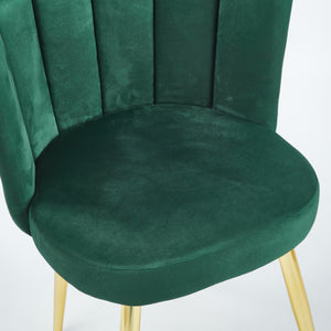 English Elm Modern Velvet Dining Chair with Golden Metal Legs — Ergonomic Plush Seat, Stylish Café & Home Accent Green W234P256815