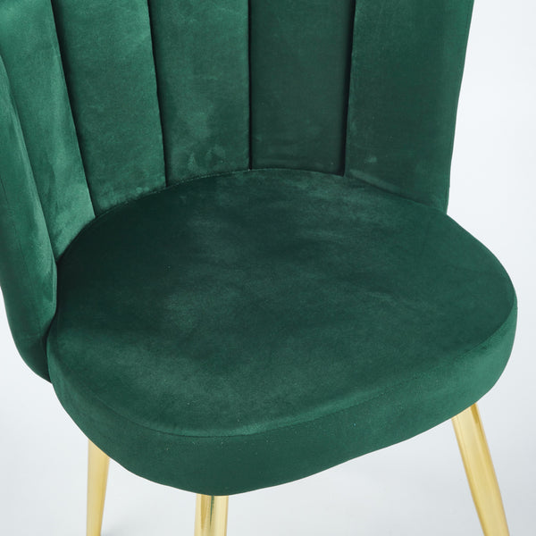 English Elm Modern Velvet Dining Chair with Golden Metal Legs — Ergonomic Plush Seat, Stylish Café & Home Accent Green W234P256815