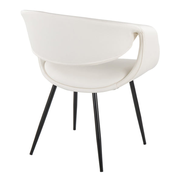 English Elm Upholstered Faux Leather Dining Chair Set with Black Metal Legs for Modern Interiors White B202S02103