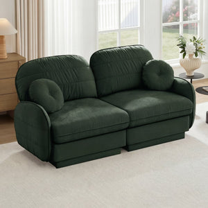 English Elm Chenille Cloud Loveseat with Quilted Back Cushions Deep Foam Seat Modern Living Room Sofa Green W714S01765
