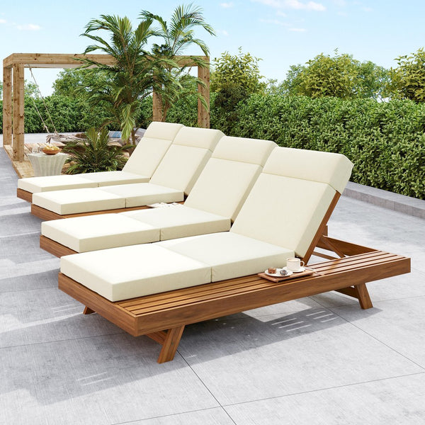 English Elm Christopher Knight Home® - Lounge Chaise Set With Adjustable Headrest, Acacia Wood Frame & Water-Resistant Cushions For Outdoors N770P253442T_N770P285267B
