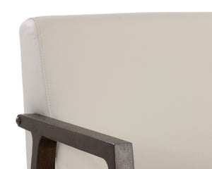 Sunpan Neymar Lounge Chair - Luxurious Italian Leather in Linea Light Grey with Dark Oak Frame, Timeless Design