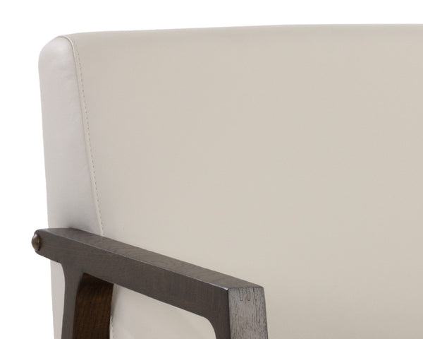 Sunpan Neymar Lounge Chair - Luxurious Italian Leather in Linea Light Grey with Dark Oak Frame, Timeless Design