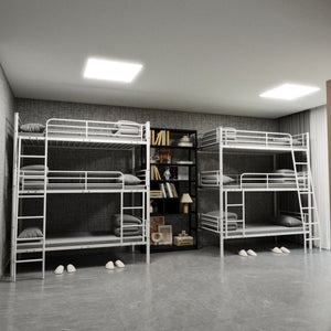English Elm Black Metal Loft Bed with Built-in Desk Rgb Led Lighting and Charging Station White W1671S00003