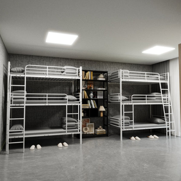 English Elm Black Metal Loft Bed with Built-in Desk Rgb Led Lighting and Charging Station White W1671S00003