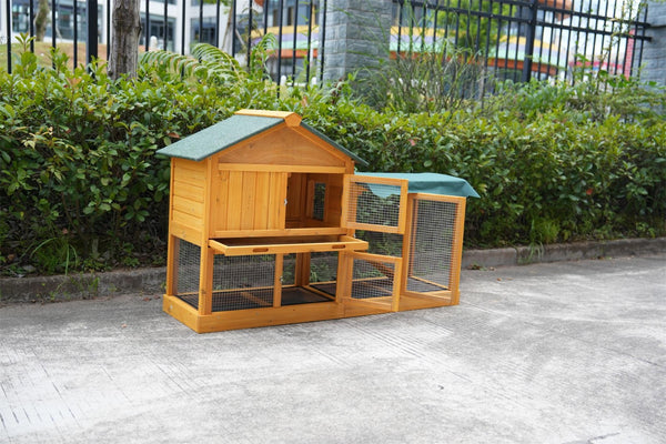 English Elm 45 Inch Solid Wood Outdoor Dog House with Elevated Floor and Waterproof Insulated Roof W1431P388037