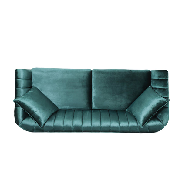 English Elm Christopher Knight Home® - 66957.00Anvltt_66957.00Bnvltt Plush Teal Velvet 3-Seater Sofa With Accent Pillows & Modern Design Style N771P202630F_N771P202511F