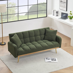 English Elm 69 Convertible Sofa Bed for Small Spaces 69-Inch Fabric Futon with Solid Wood Frame, Comfort Seat Green W3356P298523