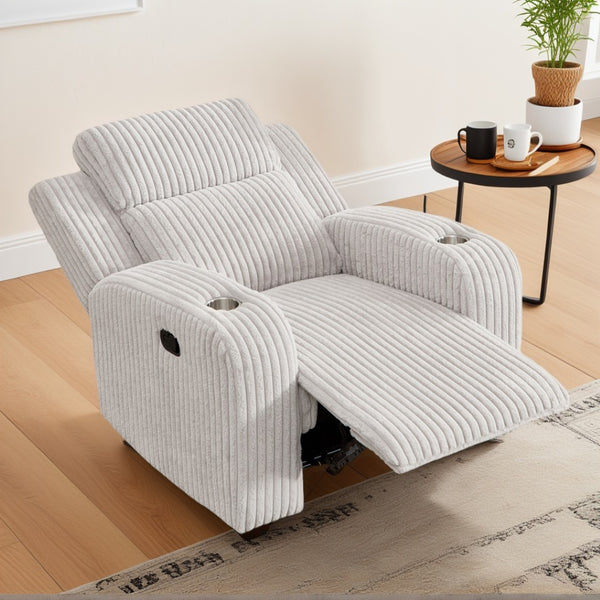 English Elm Recliner Sofa Set with Bluetooth Speaker Wireless Charging Faux Fur Living Room W3900S00013